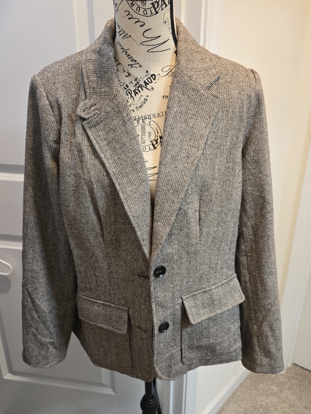 JODIFL- Classic Herringbone Brown & Cream Blazer